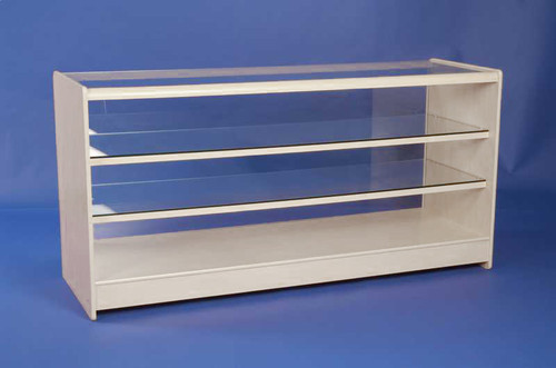 White glass display counter - white,