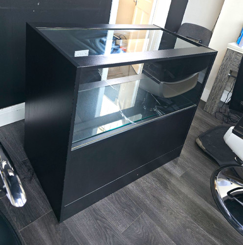 Black glass display cabinet - glass,