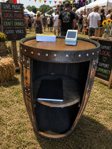 Portable whisky barrel display - whisky,