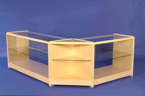 Shaped maple glass display - shaped,